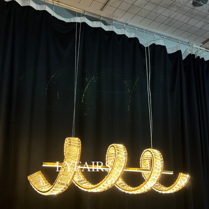 Lámpara colgante de cristal de lujo con luz artística dorada moderna para comedor/isla de cocina