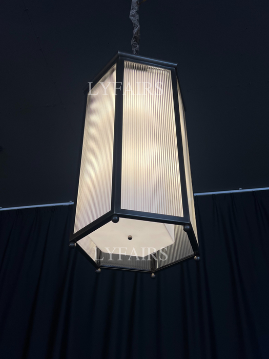 Modern Glass Lampshade Hexagonal Lantern Pendant