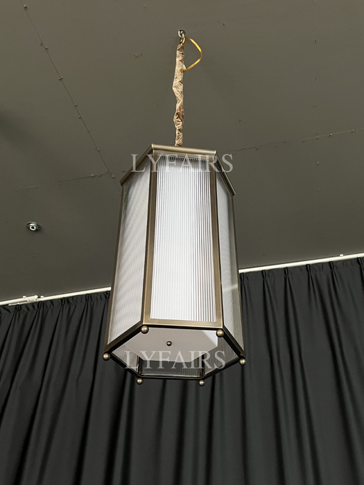 Modern Glass Lampshade Hexagonal Lantern Pendant