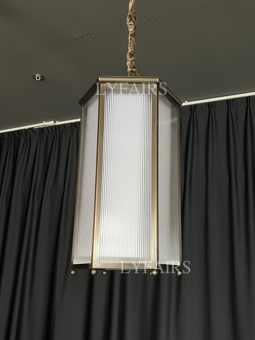 Modern Glass Lampshade Hexagonal Lantern Pendant