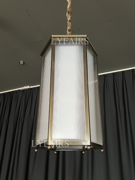 Modern Glass Lampshade Hexagonal Lantern Pendant