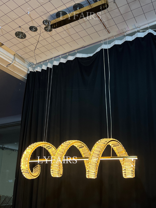 Lámpara colgante de cristal de lujo con luz artística dorada moderna para comedor/isla de cocina