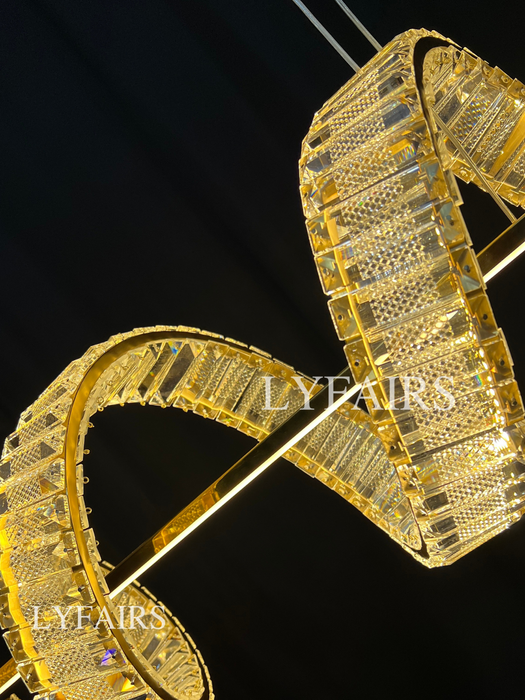 Lámpara colgante de cristal de lujo con luz artística dorada moderna para comedor/isla de cocina