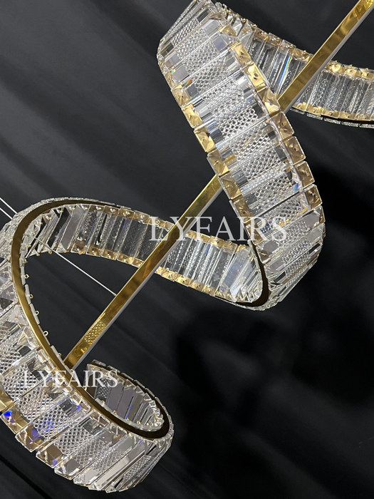 Lámpara colgante de cristal de lujo con luz artística dorada moderna para comedor/isla de cocina