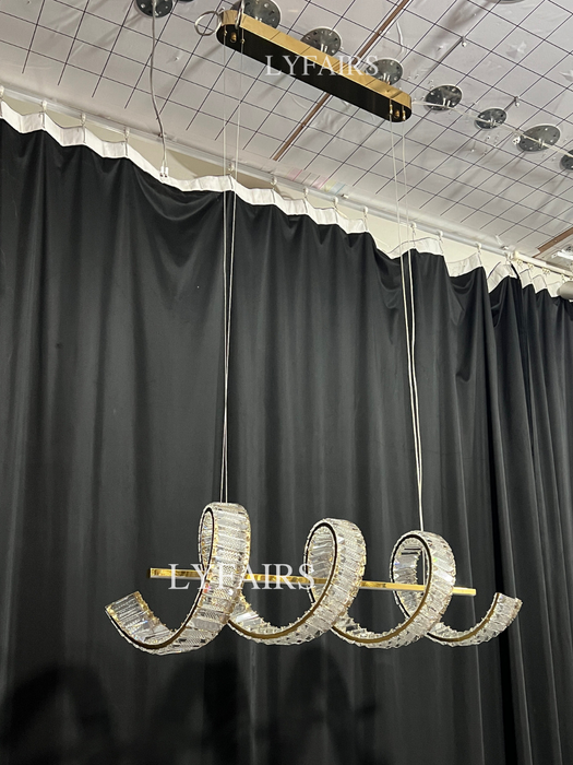 Lámpara colgante de cristal de lujo con luz artística dorada moderna para comedor/isla de cocina