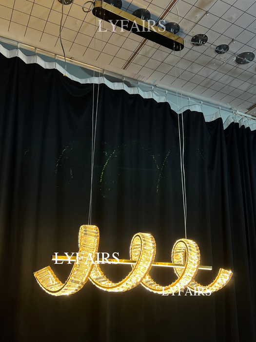 Lámpara colgante de cristal de lujo con luz artística dorada moderna para comedor/isla de cocina