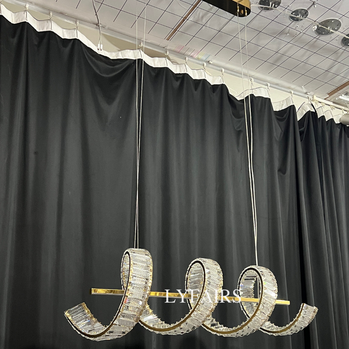 Lámpara colgante de cristal de lujo con luz artística dorada moderna para comedor/isla de cocina