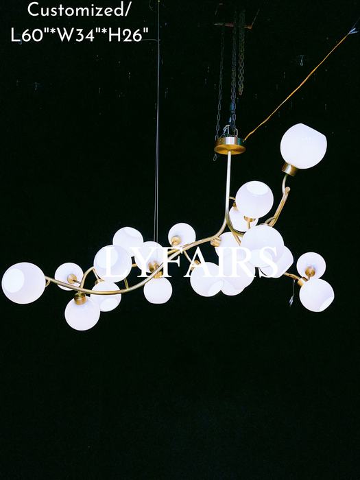 Modern Hand-blown Glass Globes Branch Chandelier for Living/Dining Room/Kitchen Island