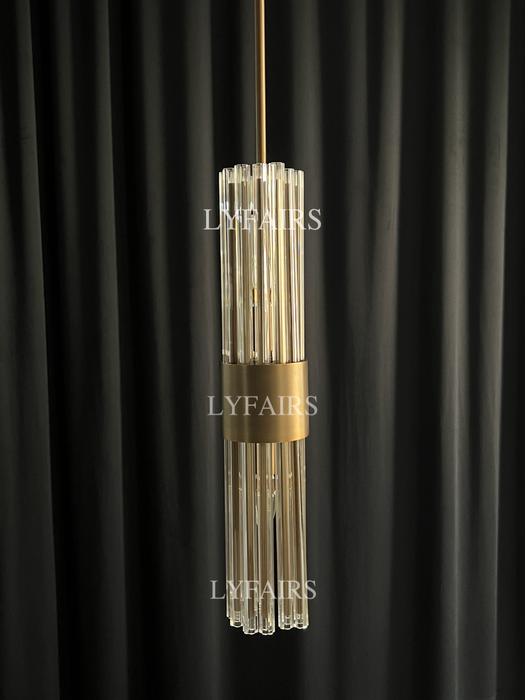 Modern High-end Antique Brass Round/ Rectangle Glass Tubes Chandelier