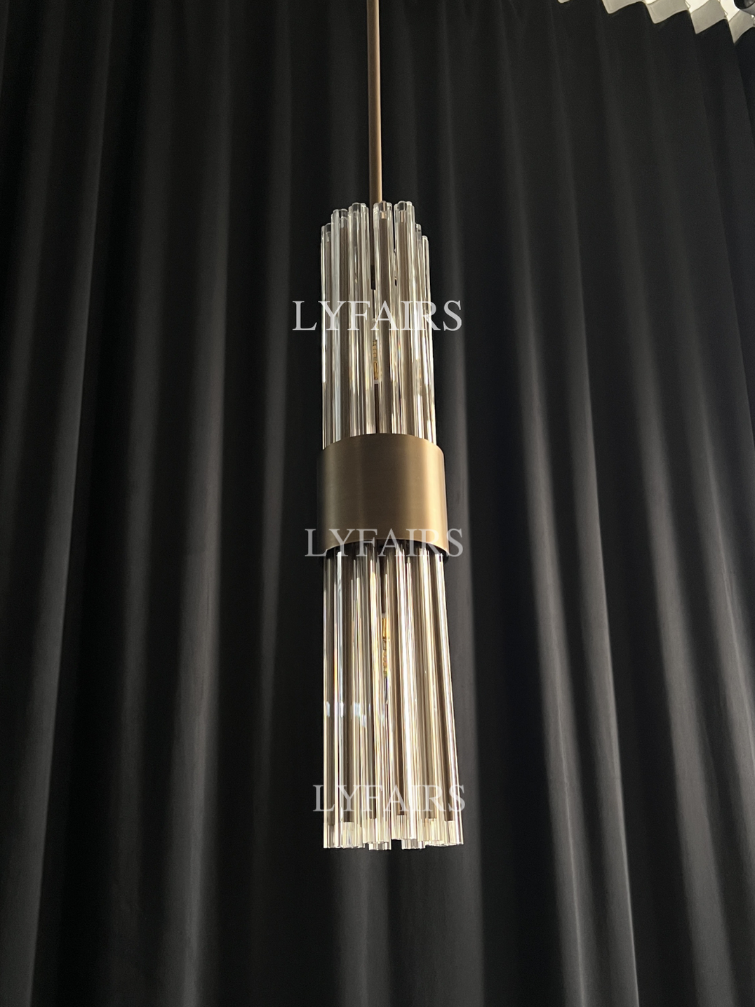 Modern High-end Antique Brass Round/ Rectangle Glass Tubes Chandelier ...