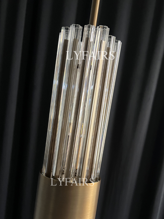 Modern High-end Antique Brass Round/ Rectangle Glass Tubes Chandelier