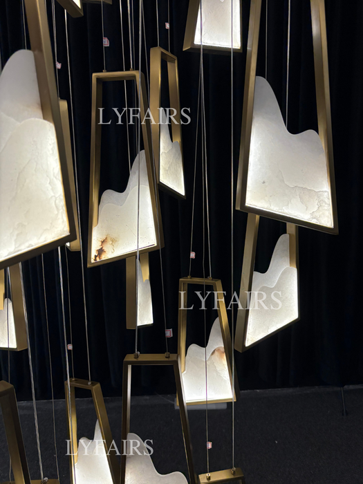 Modern Light Luxury Floating Alabaster Chandelier