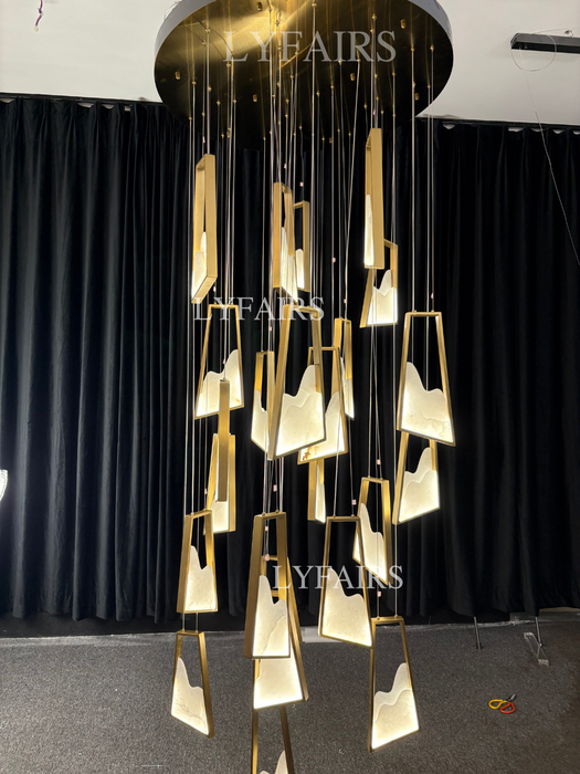 Modern Light Luxury Floating Alabaster Chandelier