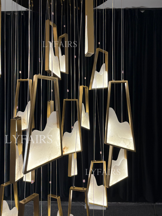 Modern Light Luxury Floating Alabaster Chandelier