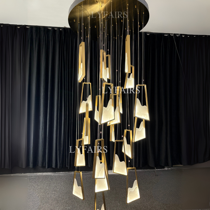 Modern Light Luxury Floating Alabaster Chandelier
