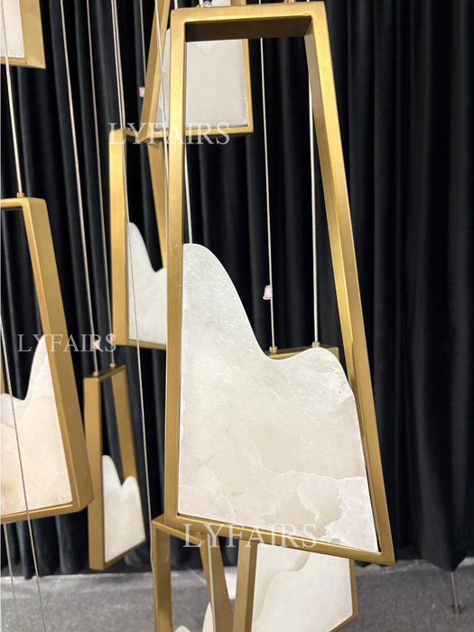 Modern Light Luxury Floating Alabaster Chandelier