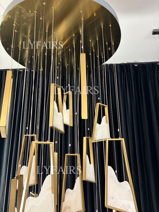 Modern Light Luxury Floating Alabaster Chandelier