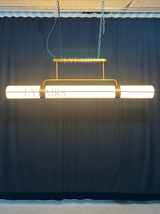 Modern Linear Milky Glass Tube Chandelier