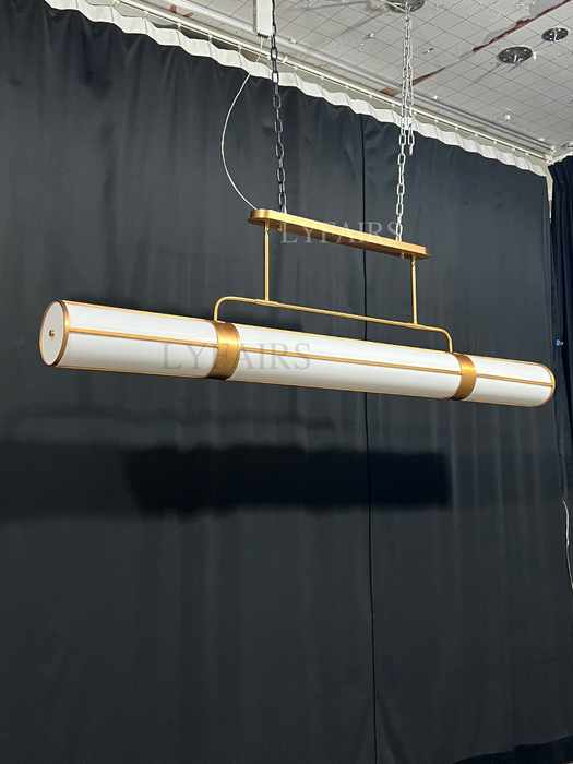 Modern Linear Milky Glass Tube Chandelier