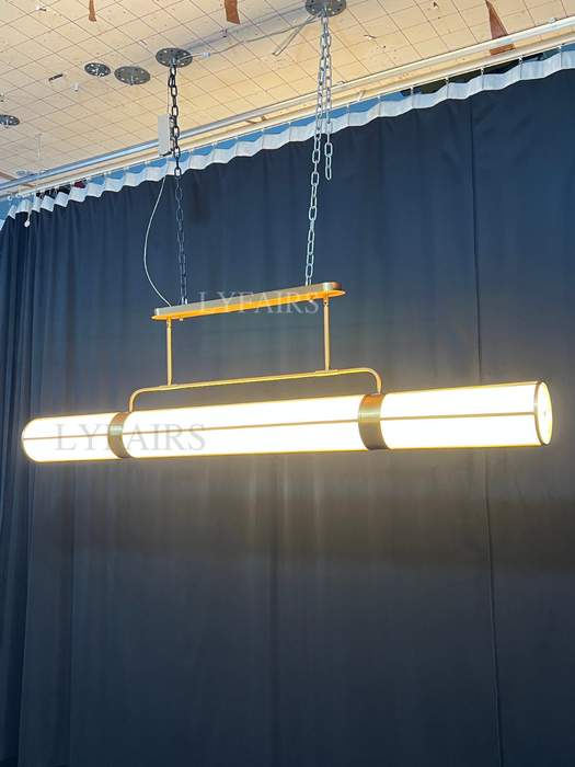 Modern Linear Milky Glass Tube Chandelier