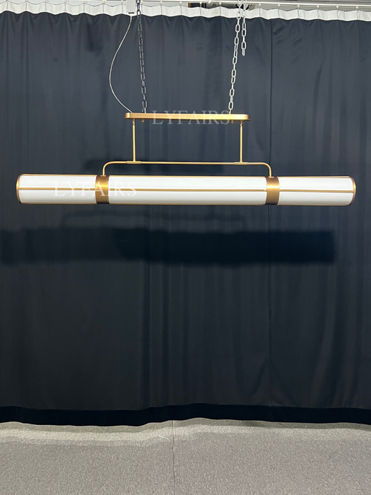 Modern Linear Milky Glass Tube Chandelier