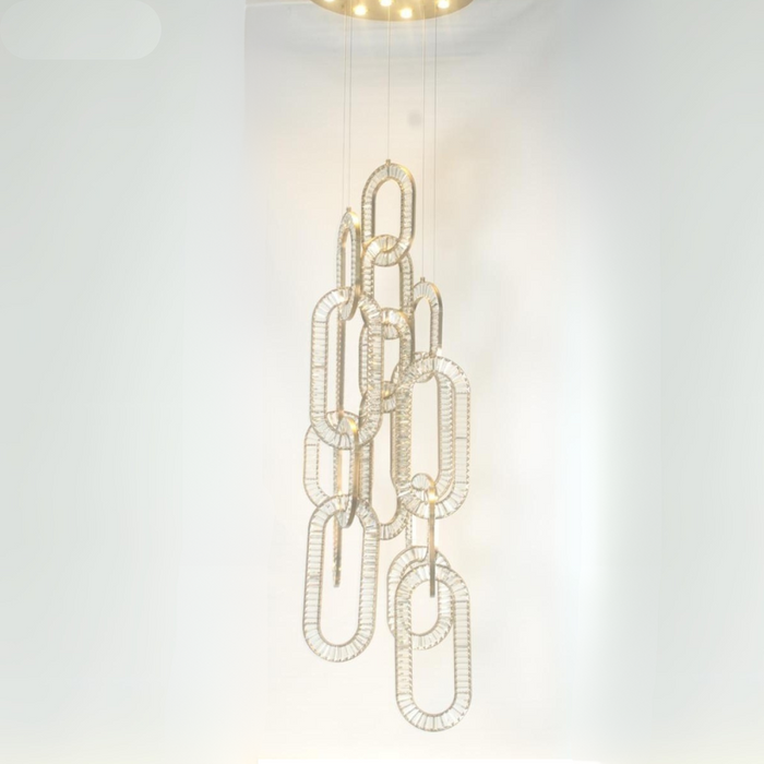 Modern Luxury Crystal Chain Cluster Chandelier for High Ceiling/Dining Room