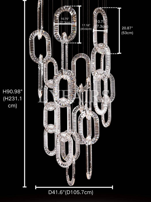 Modern Luxury Crystal Chain Cluster Chandelier for High Ceiling/Dining Room