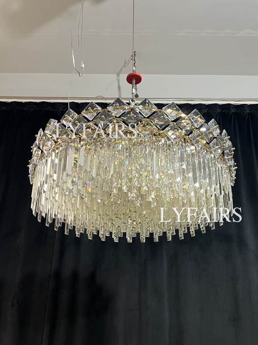 Modern Luxury Tiered Transparent Crystal Chandelier Suit for Living/Dining Room/Bedroom
