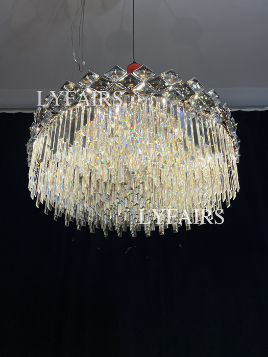 Modern Luxury Tiered Transparent Crystal Chandelier Suit for Living/Dining Room/Bedroom