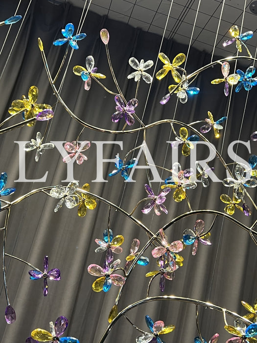 Modern Prosperity Floral Crystal Cluster Chandelier for Dining Room/Kitchen Island