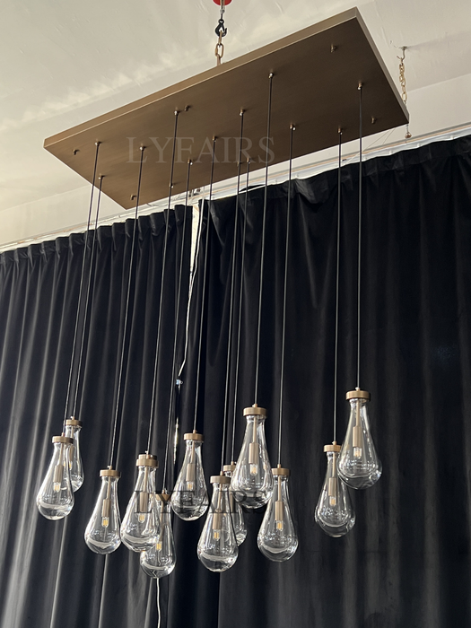 Modern Raindrop Crystal Chandelier with Rectangular Canopy