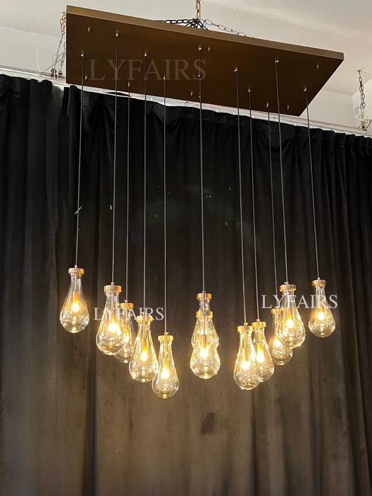 Modern Raindrop Crystal Chandelier with Rectangular Canopy