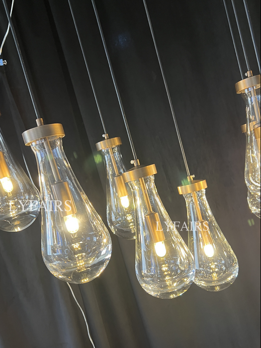 Modern Raindrop Crystal Chandelier with Rectangular Canopy