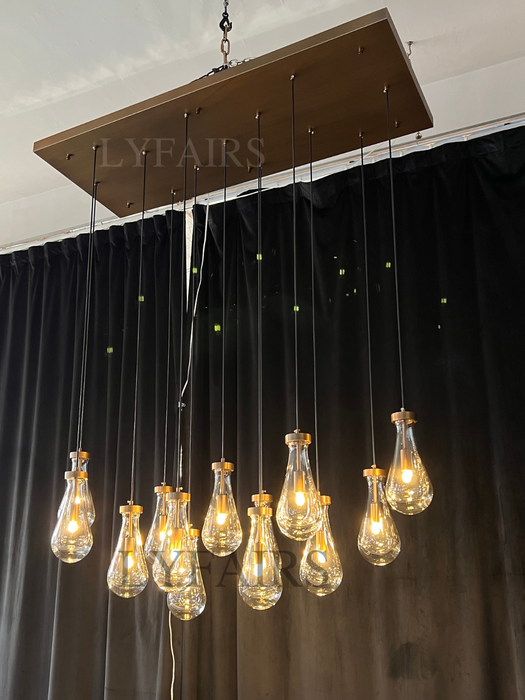 Modern Raindrop Crystal Chandelier with Rectangular Canopy