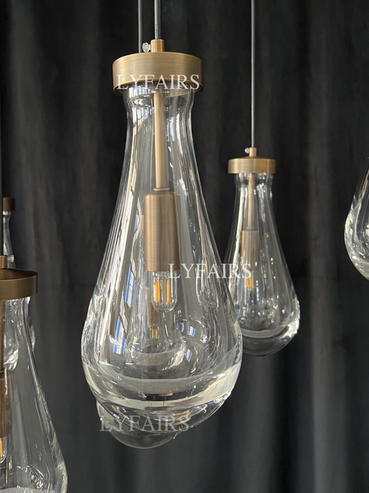 Modern Raindrop Crystal Chandelier with Rectangular Canopy
