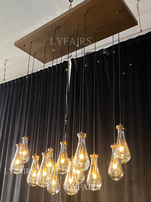 Modern Raindrop Crystal Chandelier with Rectangular Canopy