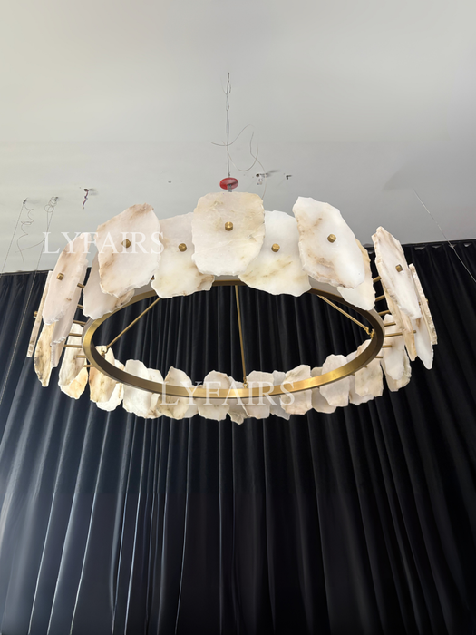 Modern Round/Linear Alabaster Chandelier for Living Room/Dining Room/Kitchen Island