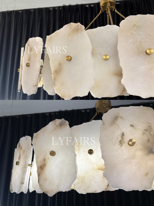 Modern Round/Linear Alabaster Chandelier for Living Room/Dining Room/Kitchen Island