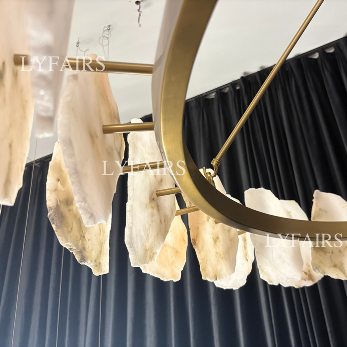 Modern Round/Linear Alabaster Chandelier for Living Room/Dining Room/Kitchen Island