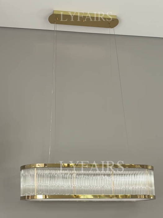 Modern Round/Rectangular Crystal Rods Chandelier Set for Low Ceiling