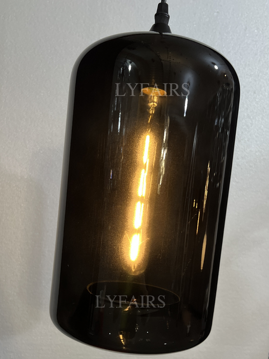 Modern Single Smoke Gray Glass Pendant