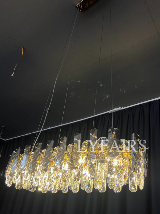 Modern Smoky Gray Crystal Chandelier Gleamy Light Fixture for Living/Dining Room/ Bedroom/ Home Office