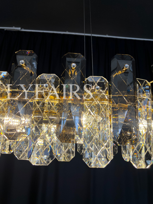 Modern Smoky Gray Crystal Chandelier Gleamy Light Fixture for Living/Dining Room/ Bedroom/ Home Office