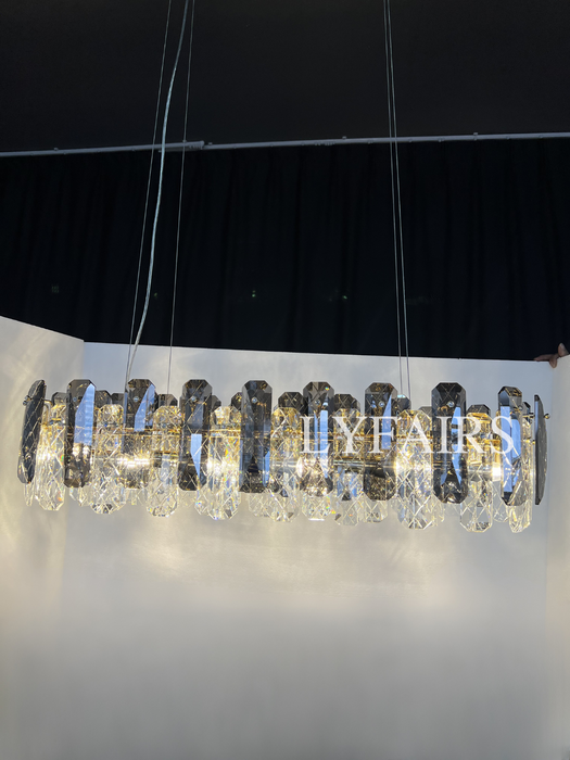 Modern Smoky Gray Crystal Chandelier Gleamy Light Fixture for Living/Dining Room/ Bedroom/ Home Office