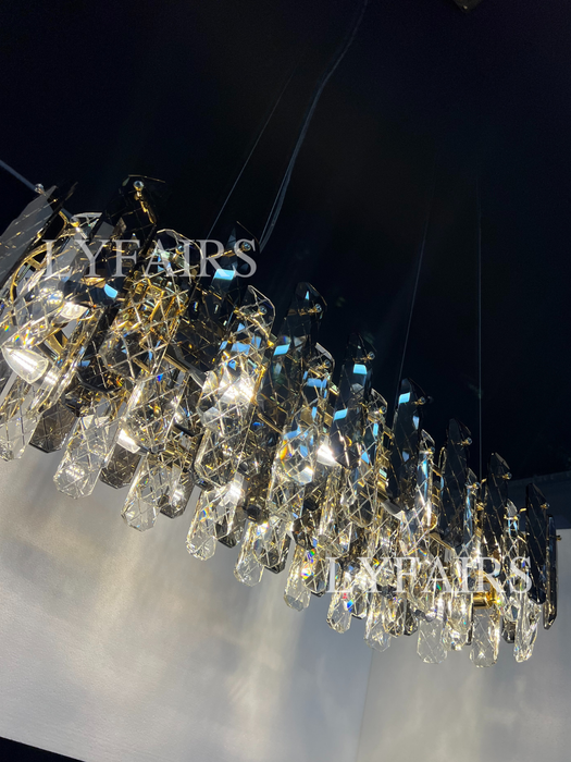 Modern Smoky Gray Crystal Chandelier Gleamy Light Fixture for Living/Dining Room/ Bedroom/ Home Office