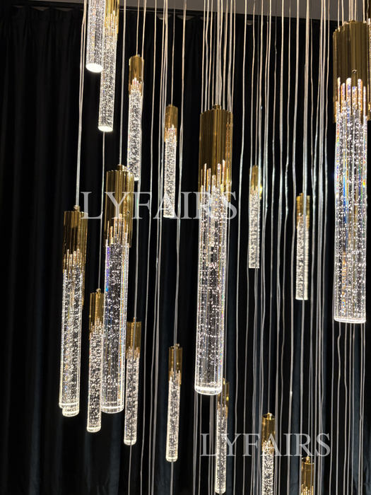 Luce per scale moderne Foyer Scala Lampade da soffitto per scale Lampadario per scale a chiocciola Lampadario in cristallo Luci decorative per sala di lusso