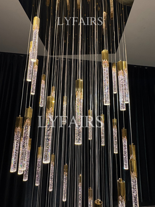 Luce per scale moderne Foyer Scala Lampade da soffitto per scale Lampadario per scale a chiocciola Lampadario in cristallo Luci decorative per sala di lusso