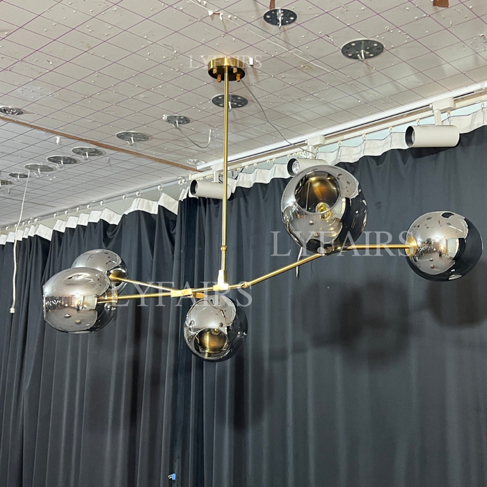 Lampadario moderno Sputnik in vetro grigio fumé/ambra per isola cucina/sala da pranzo