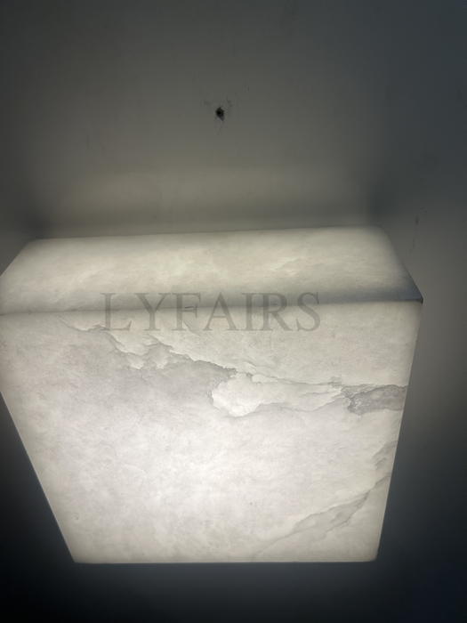 Modern Square Flush Mount Alabaster Chandelier