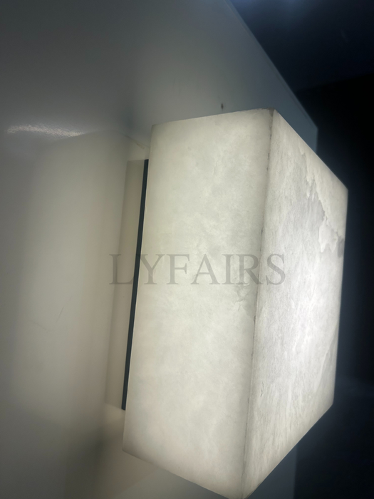 Modern Square Flush Mount Alabaster Chandelier